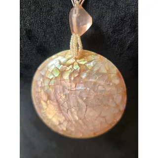 Photo of Brown Multi Strand Cord Iridescent Shell Pendant Statement Necklace