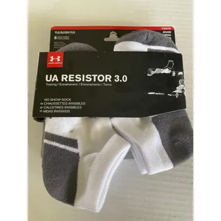 Photo of 6 PAIR KIDS UNDER ARMOUR UA RESISTOR ATHLETIC CREWNO SHOW SOCKS SIZE YOUTH LG 