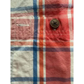 Photo of RedHead Brand Co Men 3XL Plaid Button Up Short Sleeve Shirt Coral Blue 


