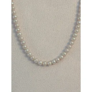 Photo of Pretty Vintage 1980s Trifari Classic 15" Ivory 6mm Faux Pearl Choker Necklace