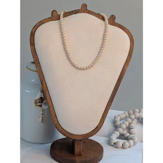 Photo of Pretty Vintage 1980s Trifari Classic 15" Ivory 6mm Faux Pearl Choker Necklace