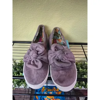 Photo of Rock and Candy Purple Bow Flat Slide Suede Sneakers Size 8.5