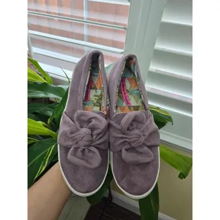 Photo of Rock and Candy Purple Bow Flat Slide Suede Sneakers Size 8.5