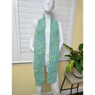 Photo of Blue Knit Long 90s Y2K Whimsy Cottage Scarf OSFM