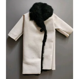 Photo of Vintage Barbie Midge White Vinyl Coat With Black Fur Trim