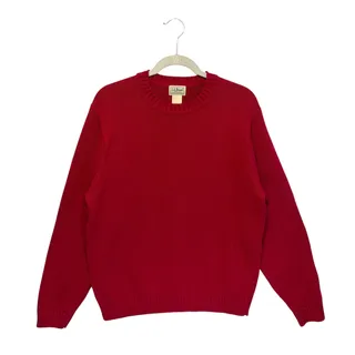 Photo of L.L. Bean 100% Cotton Crewneck Knit Sweater Men's Sz M Red Long Sleeves Pullover