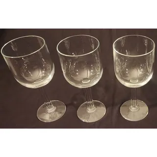 Photo of Vintage Hand Blown Lead Crystal Water Wine Goblets 7 Inch Set of 3 Flat Stem