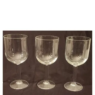 Photo of Vintage Hand Blown Lead Crystal Water Wine Goblets 7 Inch Set of 3 Flat Stem