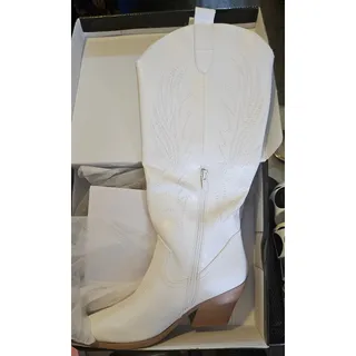 Photo of Fx. MSRP $60 NWB AUPEWEL WHITE KNEE HIGH EMBROIDERED COWBOY BOOTS ♡SIZE 10.5♡