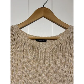 Photo of Eileen Fisher Knit Top Womens XL Beige Cream Marled Short Sleeve Relaxed