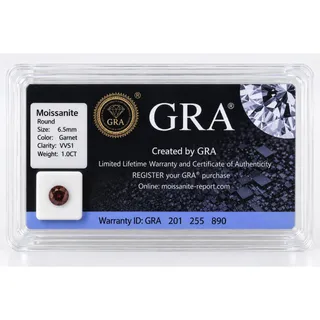 Photo of 1CT Garnet Moissanite Round 6.5mm VVS1 Loose Gemstone GRA Card & Case Certified