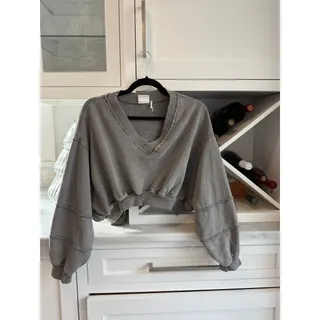 Photo of Out From Under Luna Seamed V-neck Sweatshirt In GREY