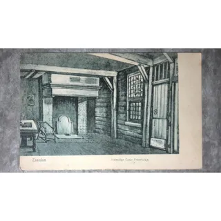 Photo of Antique c1915 Postcard Interior Czar Peter I Russia House in Zaandam Netherlands