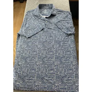 Photo of Rhoback Crave Activity Blue Aztec Short Sleeve Performance Polo Golf Shirt Size M

