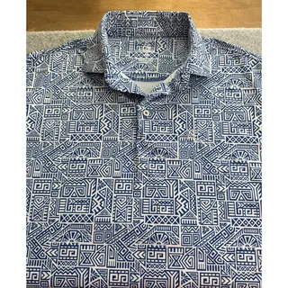 Photo of Rhoback Crave Activity Blue Aztec Short Sleeve Performance Polo Golf Shirt Size M

