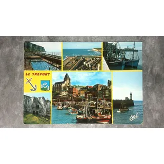 Photo of c1970 6x4 Postcard Le Treport Multi-View Swimming Pool Cliffs Normandy France