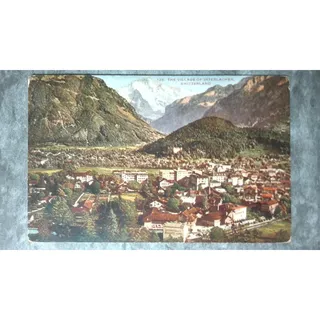 Photo of VTG c1915 Postcard Village of Interlaken Valley of Aur Harder Kulm Switzerland