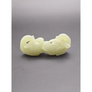 Photo of Chinese Carving of Celadon Jade Pair of Love Ducks