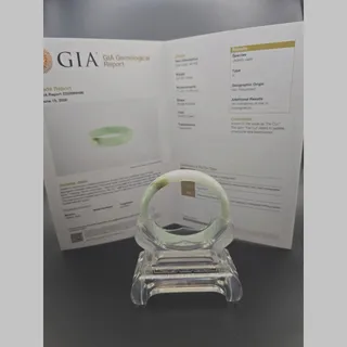 Photo of GIA Certified Natural Type A Jadeite Jade Bangle Bracelet, Mottled Green, 46g
