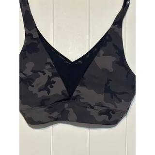Photo of Zyia Active Sports Bra Womens XL Black Gray Camo V Neck Athletic Workout