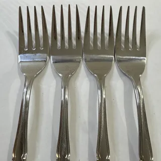 Photo of Lot of 4 VTG MCM Estia ESI14 6.5” Stainless Steel Salad Forks Made in Korea