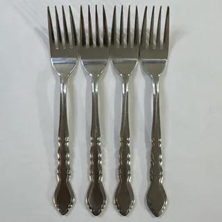 Photo of Lot of 4 VTG MCM Estia ESI14 6.5” Stainless Steel Salad Forks Made in Korea