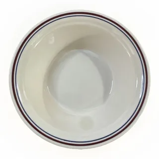 Photo of 4 Corelle Abundance Fruit 6.75" Soup Cereal Bowls Beige w/Blue & Red Band