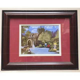 Photo of Jackie Haliburton Water Well Folk Art Print Framed Texas Southern Rural Art