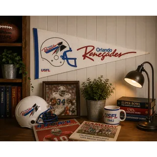 Photo of Vintage Orlando Renegades USFL Pennant Rare 1980s Football Felt Banner USA