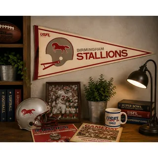 Photo of Vintage Birmingham Stallions USFL Pennant Rare 1982 Football Banner USA