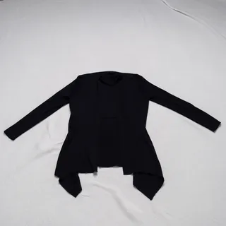 Photo of Carmen Marc Valvo Navy Draped Waterfall Cardigan - M