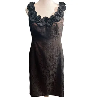 Photo of Maggy London Rosette Black Brown Cocktail Dress 8