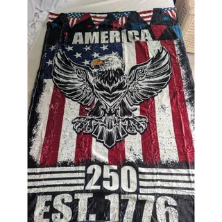 Photo of Americas 250th Anniversary Established 1776 Eagle Throw Blanket. New Patriotic