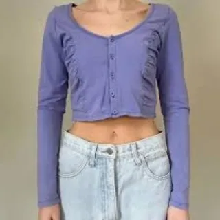 Photo of NWOT Urban Outfitters Out From Under Button Front Long Sleeve Crop Top