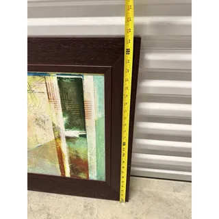 Photo of Framed Abstract Mixed Media Wall Art w/ Dark Espresso Wood Frame (25" x 25")