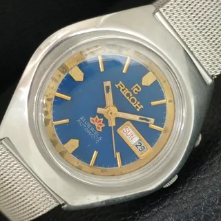 Photo of Vintage 1977 Ricoh Automatic Mens Silver Watch W/daydate & Gold accents