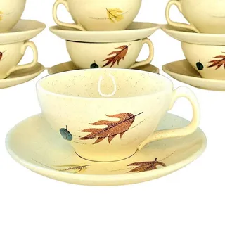 Photo of Vintage Franciscan Earthenware Autumn Leaves 2 Cups and Saucers Set