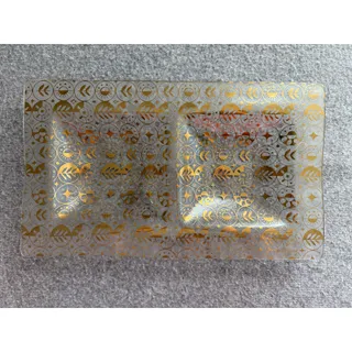 Photo of Vintage Georges Briard MCM Celestial Gold Glass Divided Serving Tray