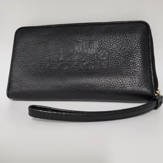 Photo of Coach Women's Zip Around Black Large Phone Wallet