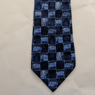 Photo of Vintage Chopard 100% Silk Men's Blue Tie With Racing Items & Designs