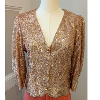 Photo of Maje Paillette Sequin Rose Metallic Blouse/Jacket