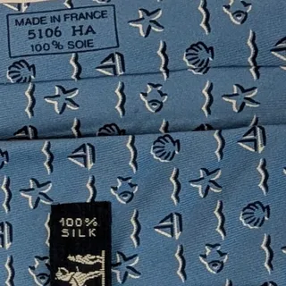 Photo of Vintage Hermès 100% Silk Men's Blue Tie With Sea Items