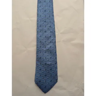 Photo of Vintage Hermès 100% Silk Men's Blue Tie With Sea Items