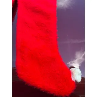 Photo of Vintage MCM Red Fuzzy Santa's Britches Stocking - Long John Trap Door Pants 17"
