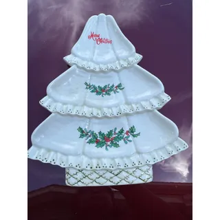 Photo of Vintage white ceramic tree dish perfect for entertaining