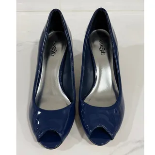 Photo of East 5th Navy Blue Patent Peep Toe Pumps Stiletto Heels Formal Office Dress 8.5M