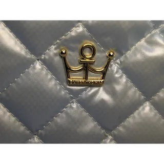 Photo of Oliver Thomas Silver Quilted Cosmetic Bag Makeup Travel Pouch Gold Crown