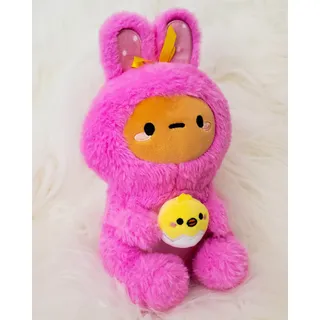 Photo of Smoko Tayto Potato Easter Bunny Pink Plush with Baby Chick 8" Kawaii