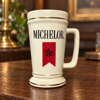 Photo of Vintage Michelob Beer Stein Ceramic Mug Gold Trim Anheuser Busch Eagle Logo