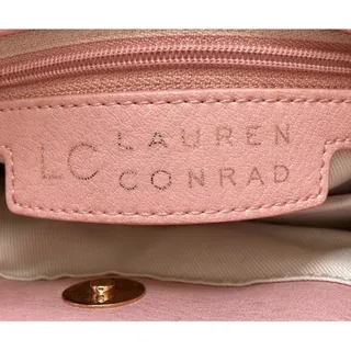 Photo of LC Lauren Conrad Pink Faux Suede Leather Mixed Media Crossbody Bag Gold Hardware